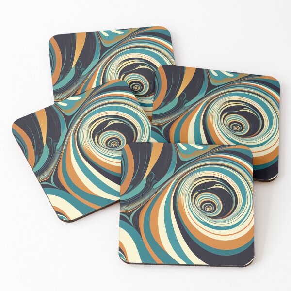 Item preview, "Anna" - Liquid Swirl Contemporary Abstract Pattern in Orange, Yellow, Green, Black, Navy, Brown, Cream designed and sold by HiArtify ❤️.