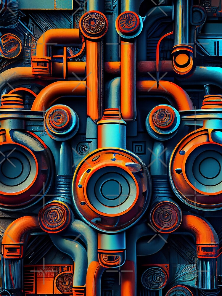 Thumbnail 3 von 3, Tuch, Artistic Vibrant Industrial Pattern Digital Painting designt und verkauft von CodeAndColors.
