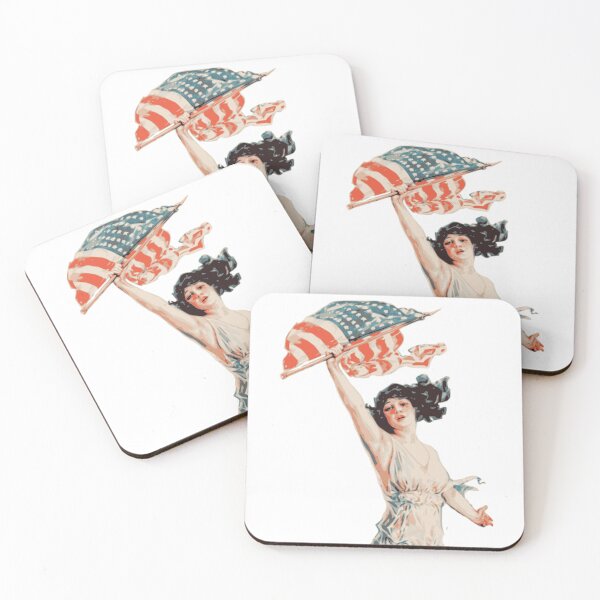 Item preview, Vintage Woman Carrying American Flag designed and sold by GazCoDesign.