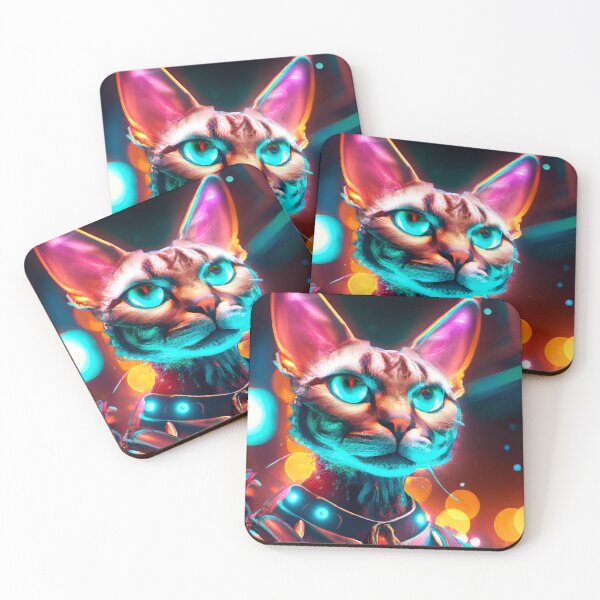 Item preview, Cyberpunk Kitty (4) - Anthropomorphic Sci fi Cats designed and sold by TheThirdEye.
