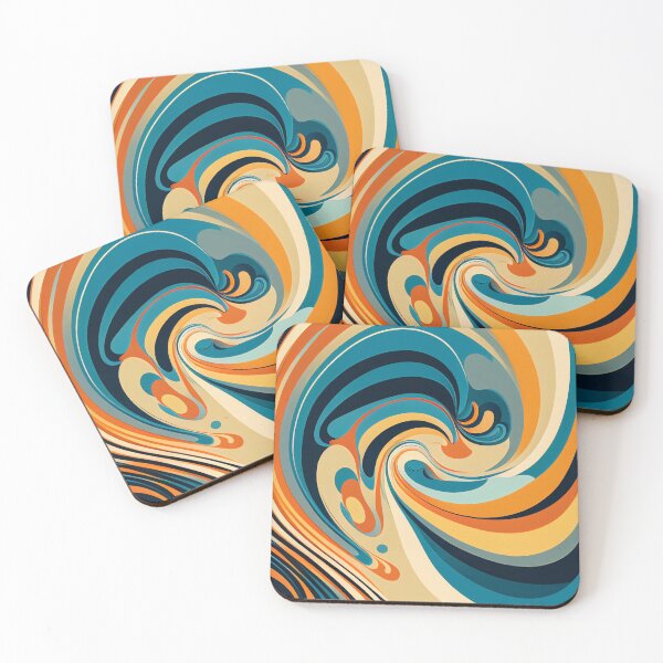 Item preview, "Cora" - Liquid Swirl Contemporary Abstract Pattern in Orange, Yellow, Black, Navy, Brown, Cream, Blue designed and sold by HiArtify ❤️.