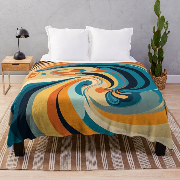 Item preview, "Cora" - Liquid Swirl Contemporary Abstract Pattern in Orange, Yellow, Black, Navy, Brown, Cream, Blue designed and sold by HiArtify ❤️.