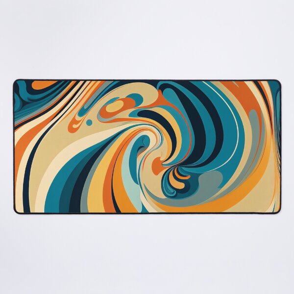 Item preview, "Cora" - Liquid Swirl Contemporary Abstract Pattern in Orange, Yellow, Black, Navy, Brown, Cream, Blue designed and sold by HiArtify ❤️.