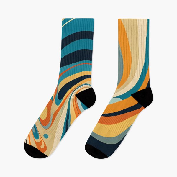 Item preview, "Cora" - Liquid Swirl Contemporary Abstract Pattern in Orange, Yellow, Black, Navy, Brown, Cream, Blue designed and sold by HiArtify ❤️.