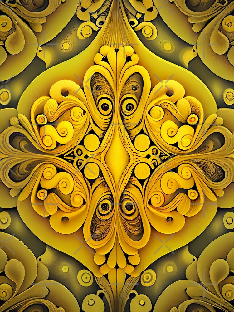 Aperçu 5 sur 5. Robe trapèze avec l'œuvre Enchanted Yellow Balanced Eclectic Pattern Digital Painting créée et vendue par CodeAndColors.