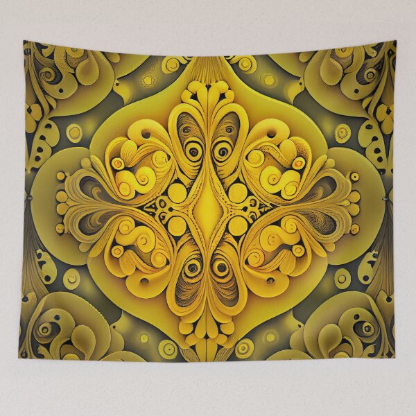 Aperçu de l'œuvre Enchanted Yellow Balanced Eclectic Pattern Digital Painting créée et vendue par CodeAndColors.