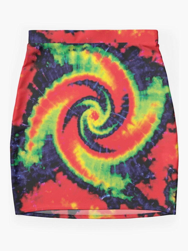 Disover Wig Wag Spiral Crumple Tie Dye Mini Skirt