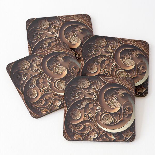 Item preview, Brown Abstract Asian Pattern Digital Painting designed and sold by CodeAndColors.
