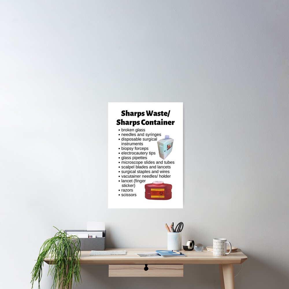 "Sharps Waste / Sharps Container List Infographic" Poster for Sale by Caregiverology Redbubble
