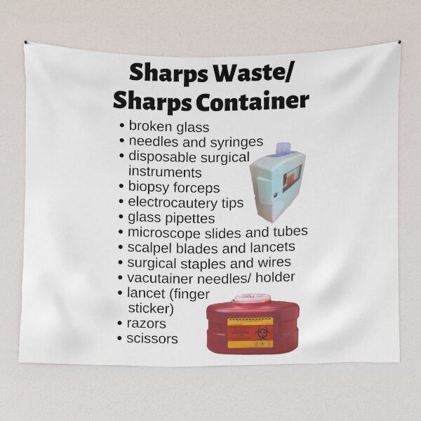 Item preview, Sharps Waste / Sharps Container List Infographic designed and sold by Caregiverology.