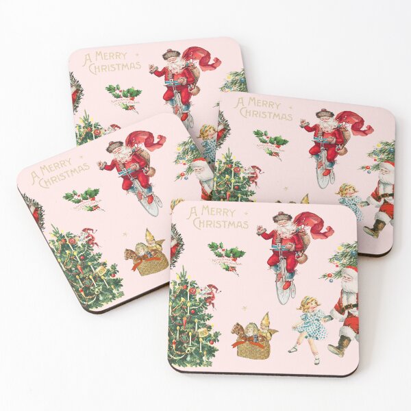 Item preview, Retro Vintage Santa Claus Illustrations in Pink designed and sold by darlingseason.