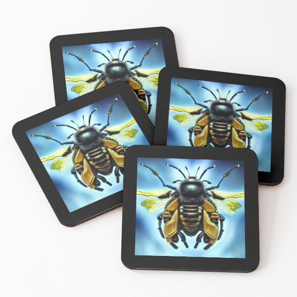 Item preview, Bio-Mechanical AI Fantasy Bumblebee Blue Design designed and sold by EarthArtDesigns.