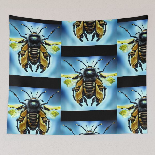 Item preview, Bio-Mechanical AI Fantasy Bumblebee Blue Design designed and sold by EarthArtDesigns.