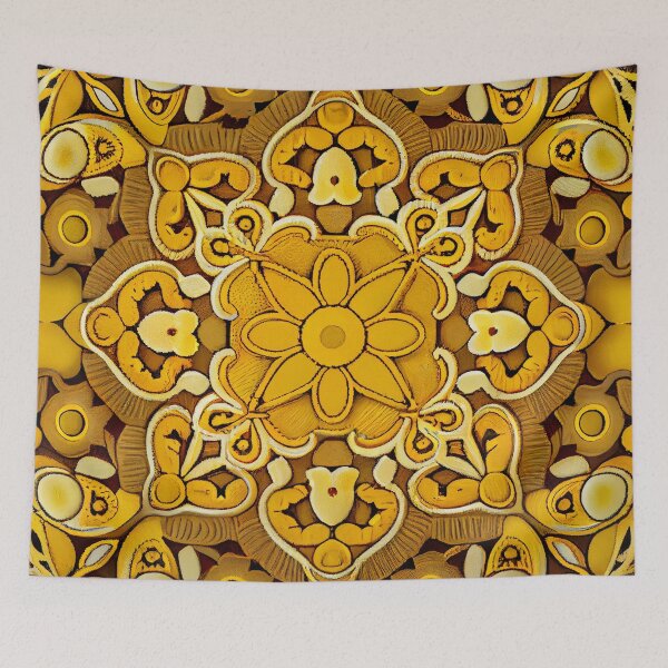 Aperçu de l'œuvre Enchanted Yellow Balanced Eclectic Pattern Digital Painting créée et vendue par CodeAndColors.
