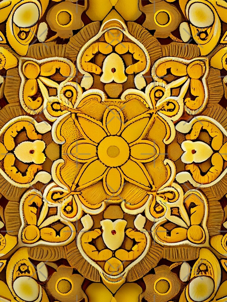 Aperçu 5 sur 5. Robe trapèze avec l'œuvre Enchanted Yellow Balanced Eclectic Pattern Digital Painting créée et vendue par CodeAndColors.