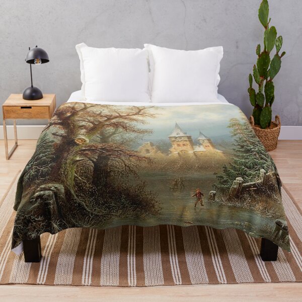 Item preview, Albert Bredow Romantic Winter Landscape with Ice Skaters by a Castle designed and sold by tomorrowsart.
