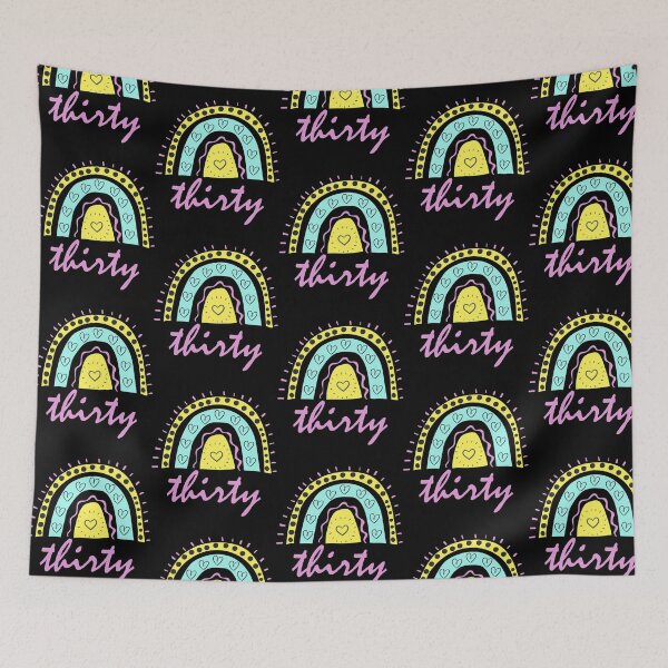 Item preview, Thirty Year Old Thirtieth Birthday Cute Fun Doodle Boho Rainbow designed and sold by LadySaltwater.