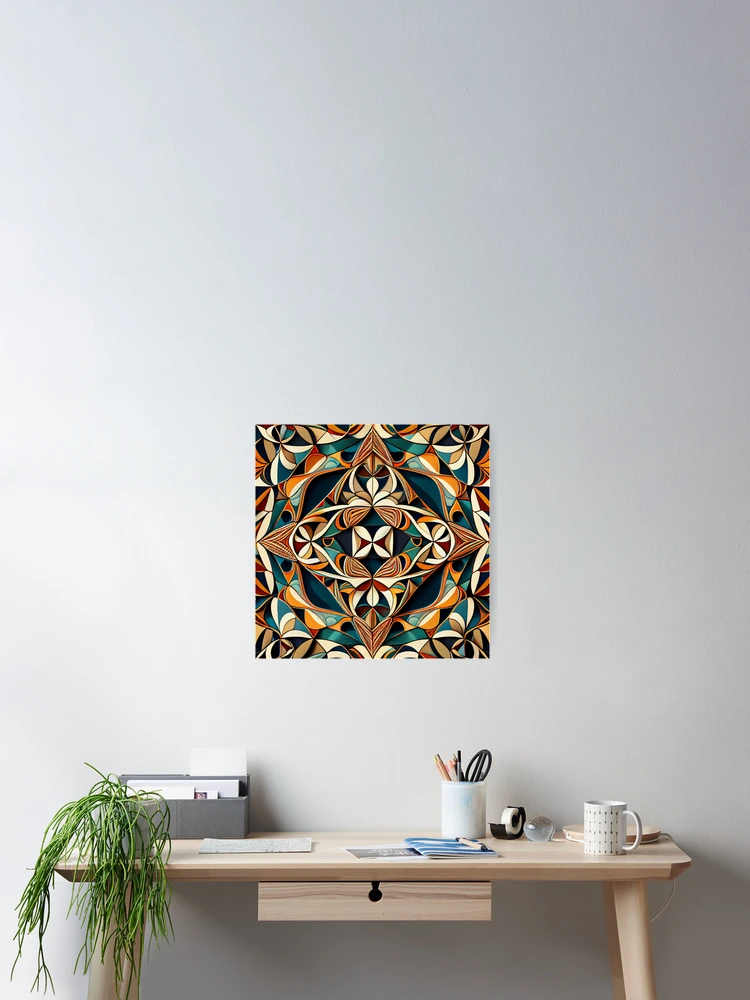 Aperçu 2 sur 3. Poster avec l'œuvre Balanced Maximalist Pattern Digital Painting créée et vendue par CodeAndColors.