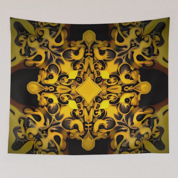 Aperçu de l'œuvre Enchanted Yellow Balanced Eclectic Pattern Digital Painting créée et vendue par CodeAndColors.