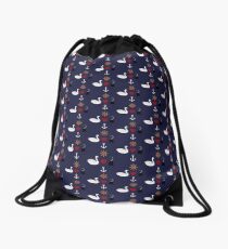Captain Swan Icons Nautical Pattern Drawstring Bag
