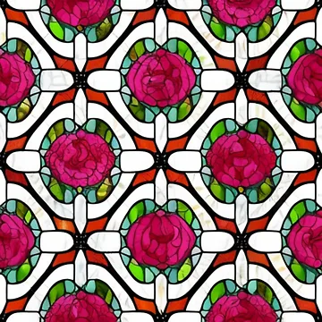 Artwork thumbnail, Stained Glass Red Roses Pattern by Seeding Serendipity