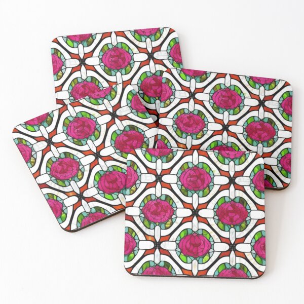 Item preview, Stained Glass Red Roses Pattern designed and sold by Seeding Serendipity.