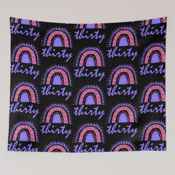 Item preview, Thirty Year Old Thirtieth Birthday Cute Fun Doodle Boho Rainbow designed and sold by LadySaltwater.