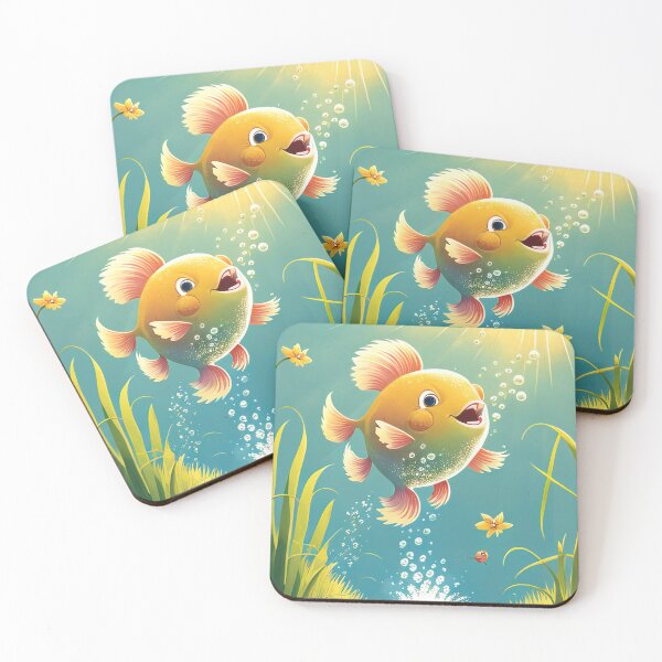 Item preview, Whimsical illustration of a fish jumping out of a pond designed and sold by RK - Shop.