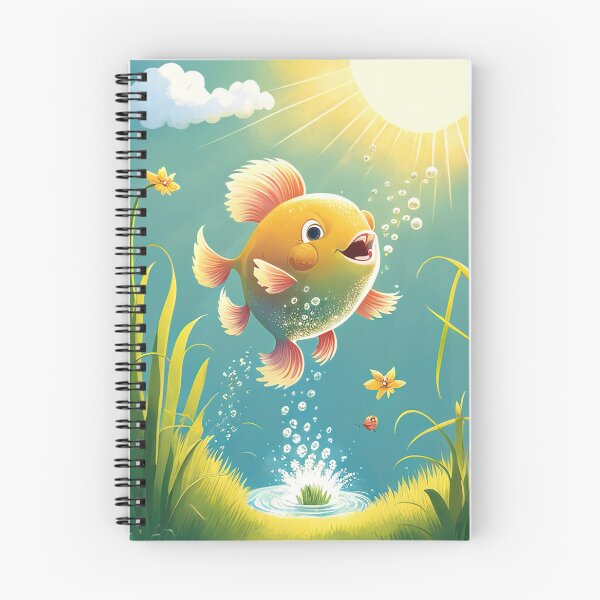 Item preview, Whimsical illustration of a fish jumping out of a pond designed and sold by RK - Shop.