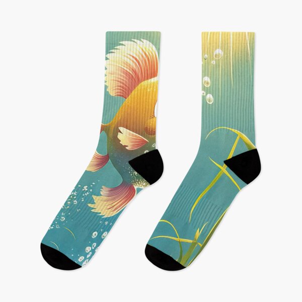 Item preview, Whimsical illustration of a fish jumping out of a pond designed and sold by RK - Shop.