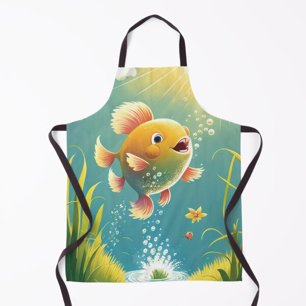 Item preview, Whimsical illustration of a fish jumping out of a pond designed and sold by RK - Shop.