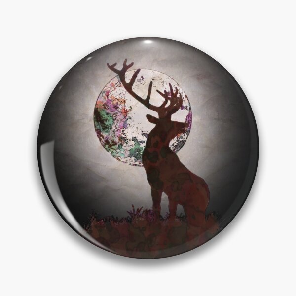 Item preview, Wild animal, Deer and moon, outdoor, wildness, north forst in the night designed and sold by Collagedream.