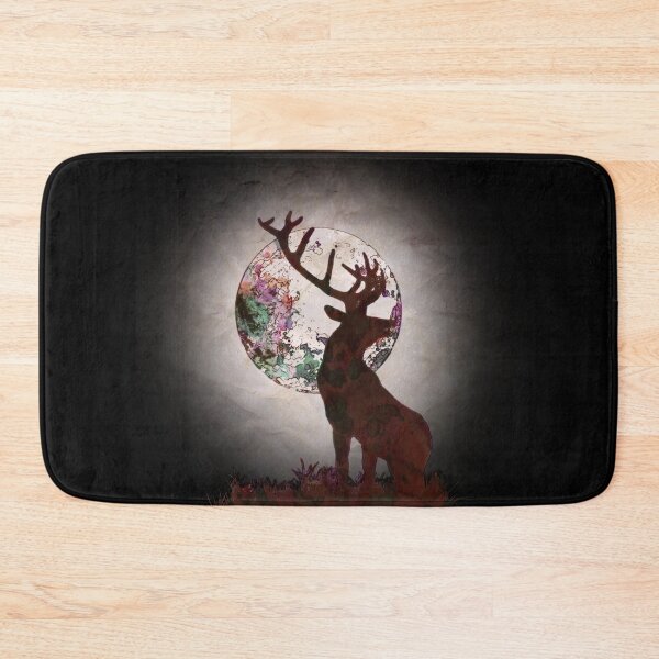 Item preview, Wild animal, Deer and moon, outdoor, wildness, north forst in the night designed and sold by Collagedream.