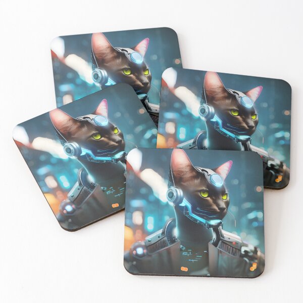 Item preview, Cyberpunk Kitty (5) - Anthropomorphic Sci fi Cats designed and sold by TheThirdEye.