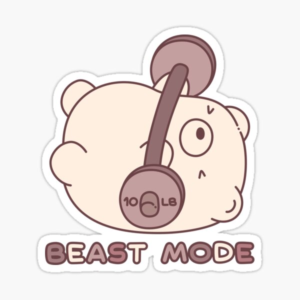 Cute Beast Mode Exercise Bear - Kawaii Sticker