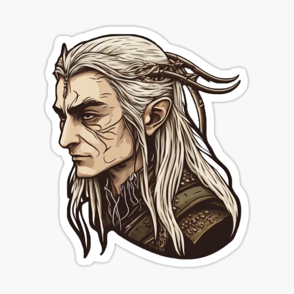 Wood elf grey hair Sticker