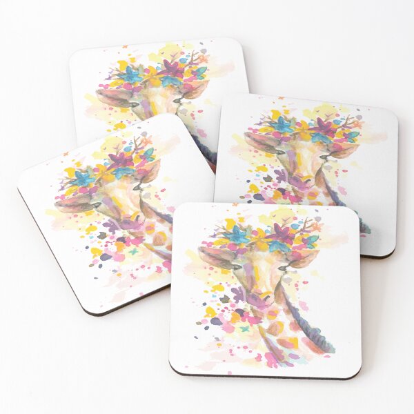 Artikelvorschau, Schöne Giraffe mit Blumen Splash Paint entworfen und verkauft von Shekevara.