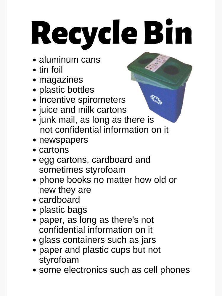 "Recycle Bin List Infographic" Poster for Sale by Caregiverology