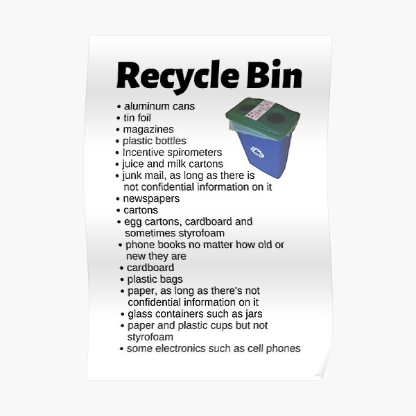"Recycle Bin List Infographic" Poster for Sale by Caregiverology