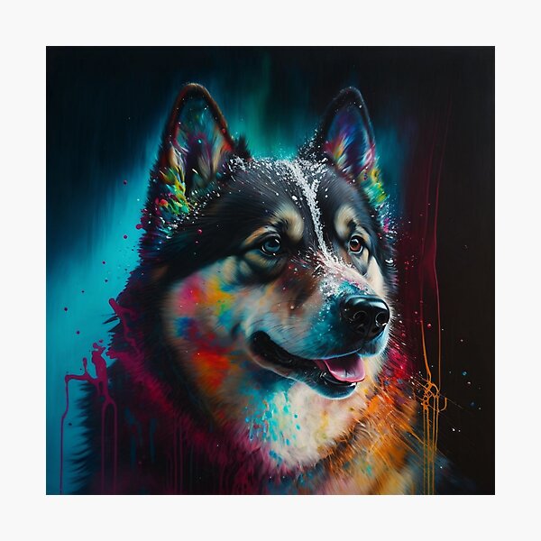 Siberian Huskie Synesthetic Splash Painting Artwork Photographic Print
