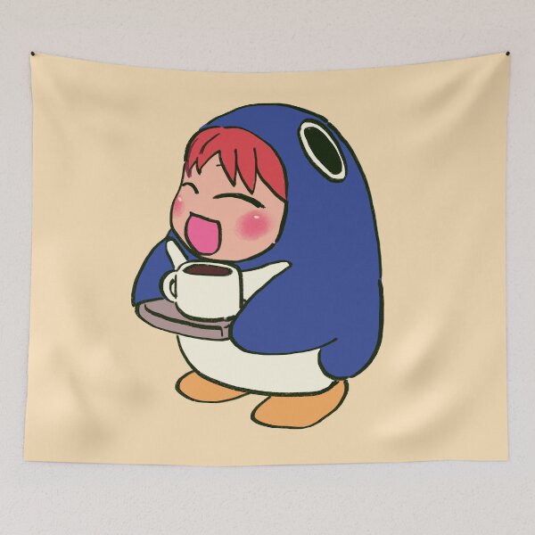 Item preview, I draw cafe penguin mascot chiyo chan serving coffee with a tray / azumanga daioh designed and sold by RansRoom.