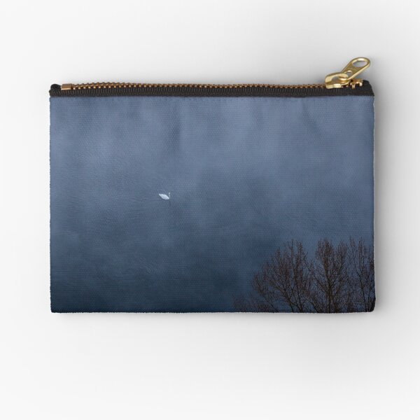 Swan in the river mist Zipper Pouch