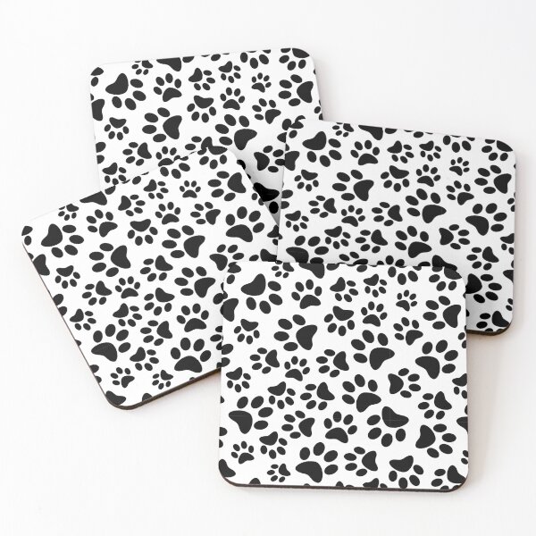 Item preview, Black and White Paw Print Pattern designed and sold by Julie Erin Designs.