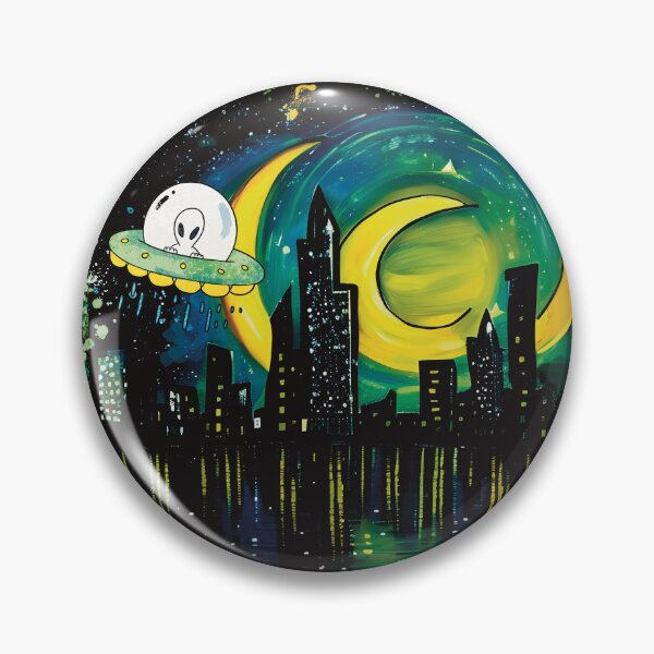 Item preview, Funny UFO City designed and sold by SketchesbyJay.