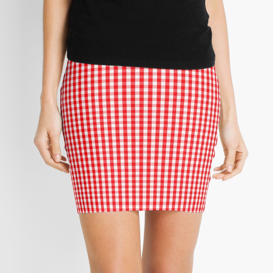 red gingham pencil skirt