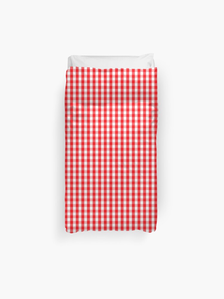 Small Snow White And Christmas Red Gingham Check Plaid Duvet
