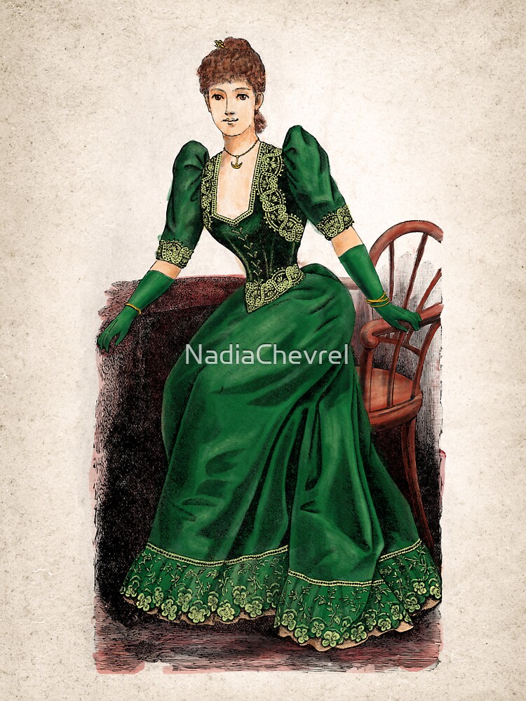 19th century woman with green dress, victorian lady | Sticker