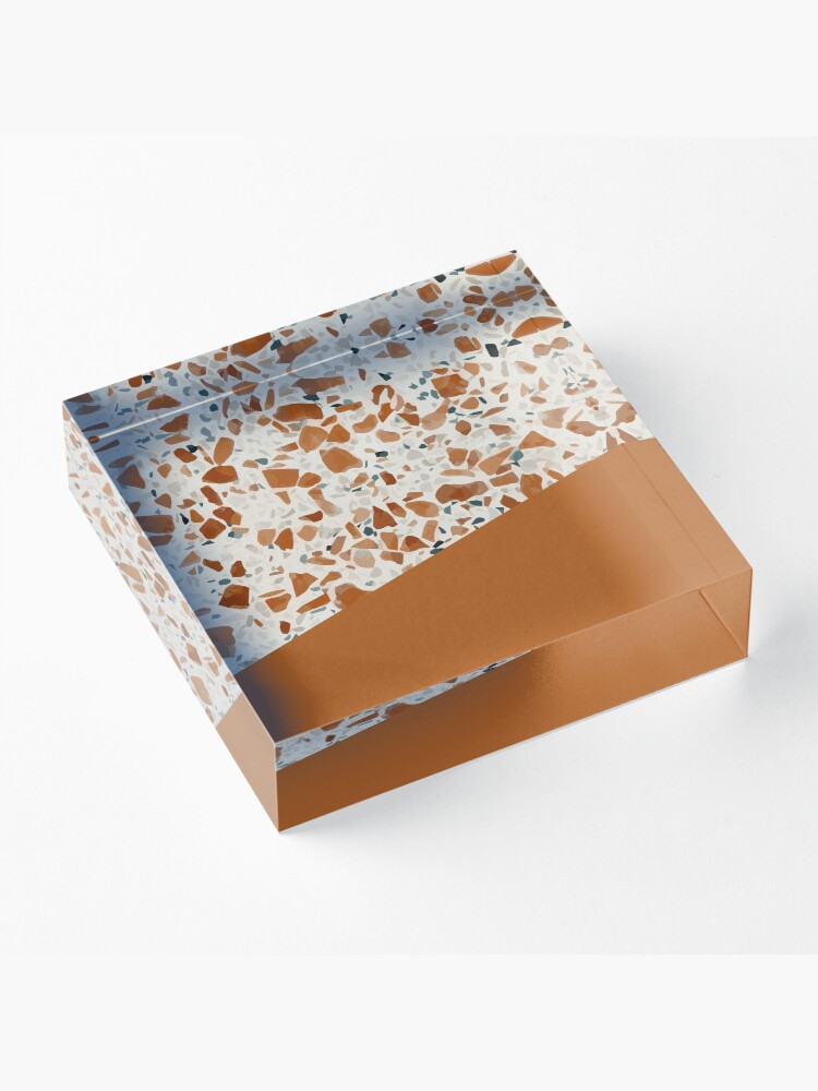 Alternate view of Terrazzo Texture Antique Mustard #3 Acrylic Block