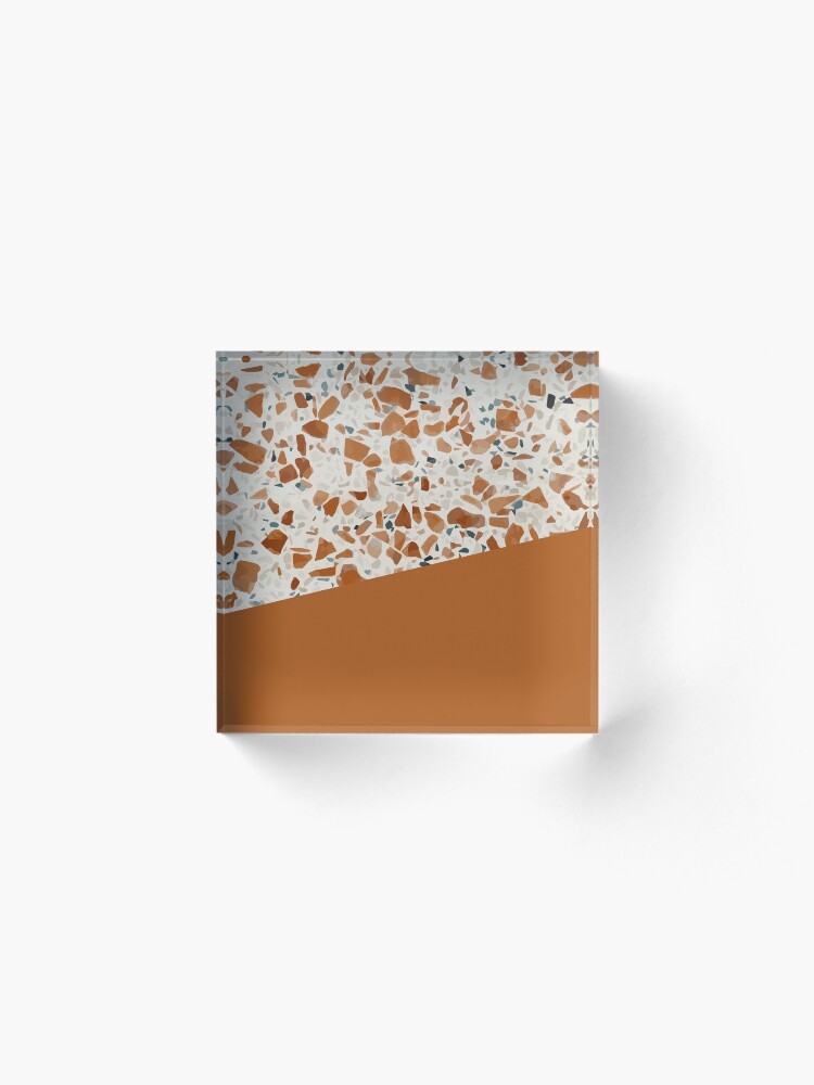 Alternate view of Terrazzo Texture Antique Mustard #3 Acrylic Block