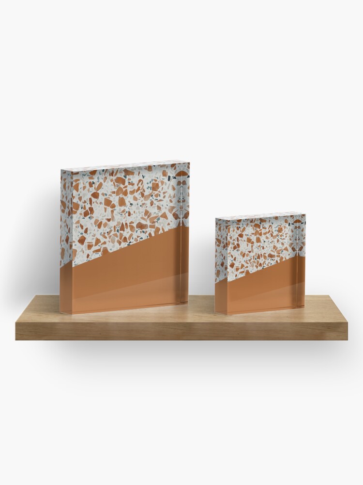 Alternate view of Terrazzo Texture Antique Mustard #3 Acrylic Block